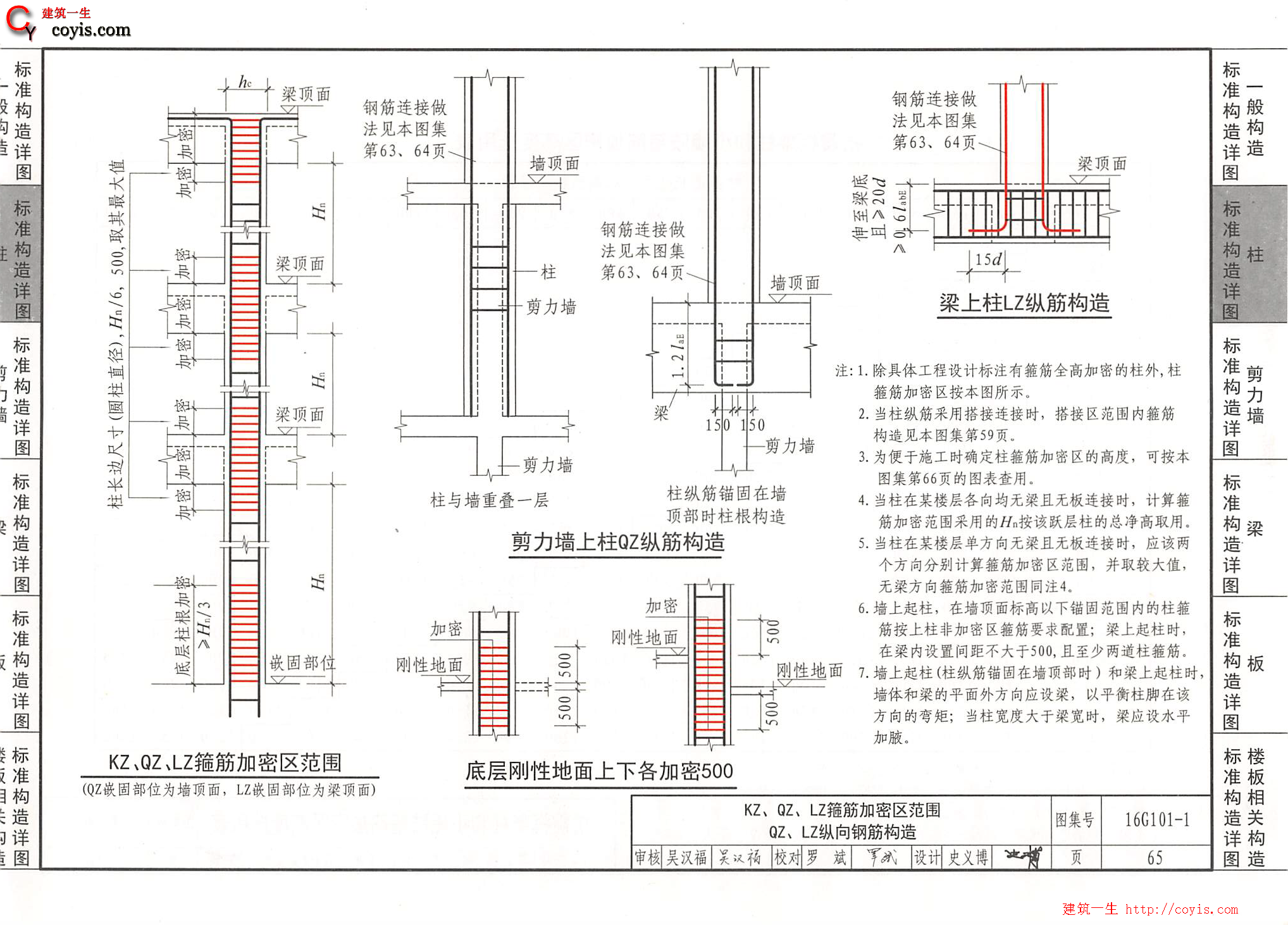 KZ、QZ、LZ箍筋加密区范围