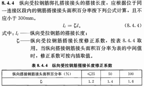 纵向受拉钢筋绑扎搭接搭接的接头长度