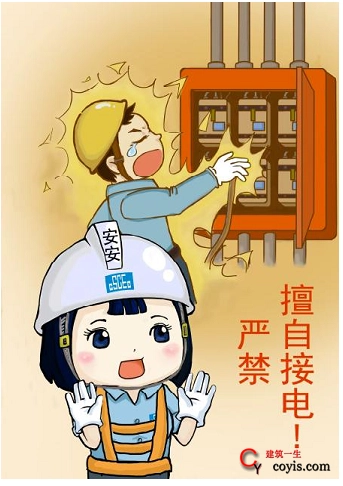 建筑工程安全文明施工提示牌（漫画）安全文明施工提示牌：安全用电
