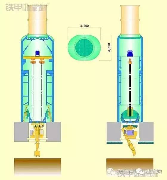 基坑开挖新技术-“倒立”挖掘机工作原理的垂直剖面图