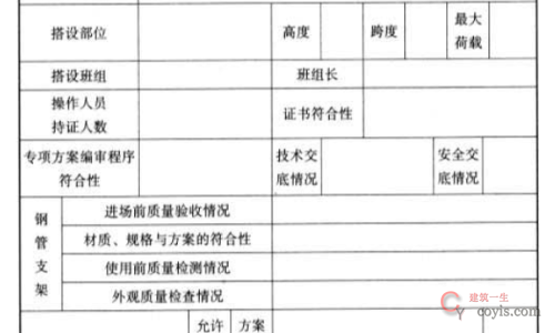 承插型盘扣脚手架验收表