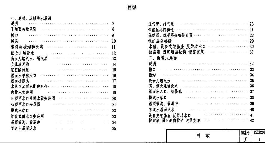 15ZJ201平屋面图集目录