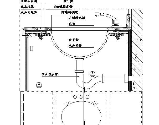 台下柜台盆安装示意图