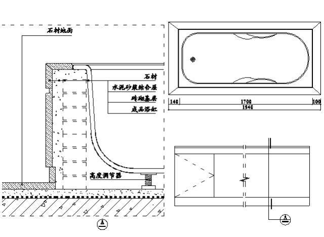 浴缸石材收口施工示意图03