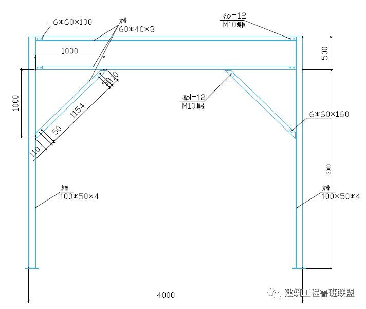  安全通道结构正立面图