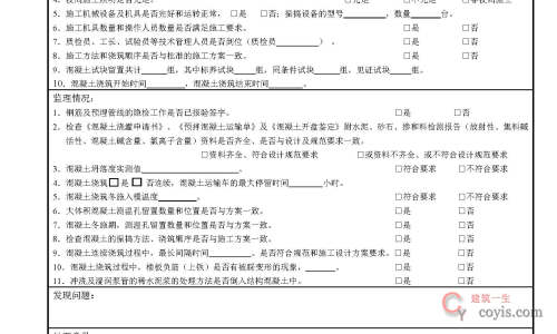 混凝土浇筑旁站记录