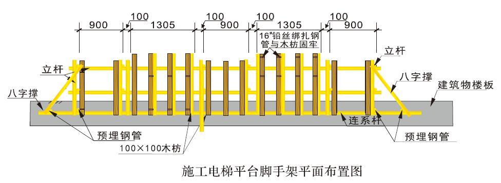 施工电梯平台脚手架平面布置图