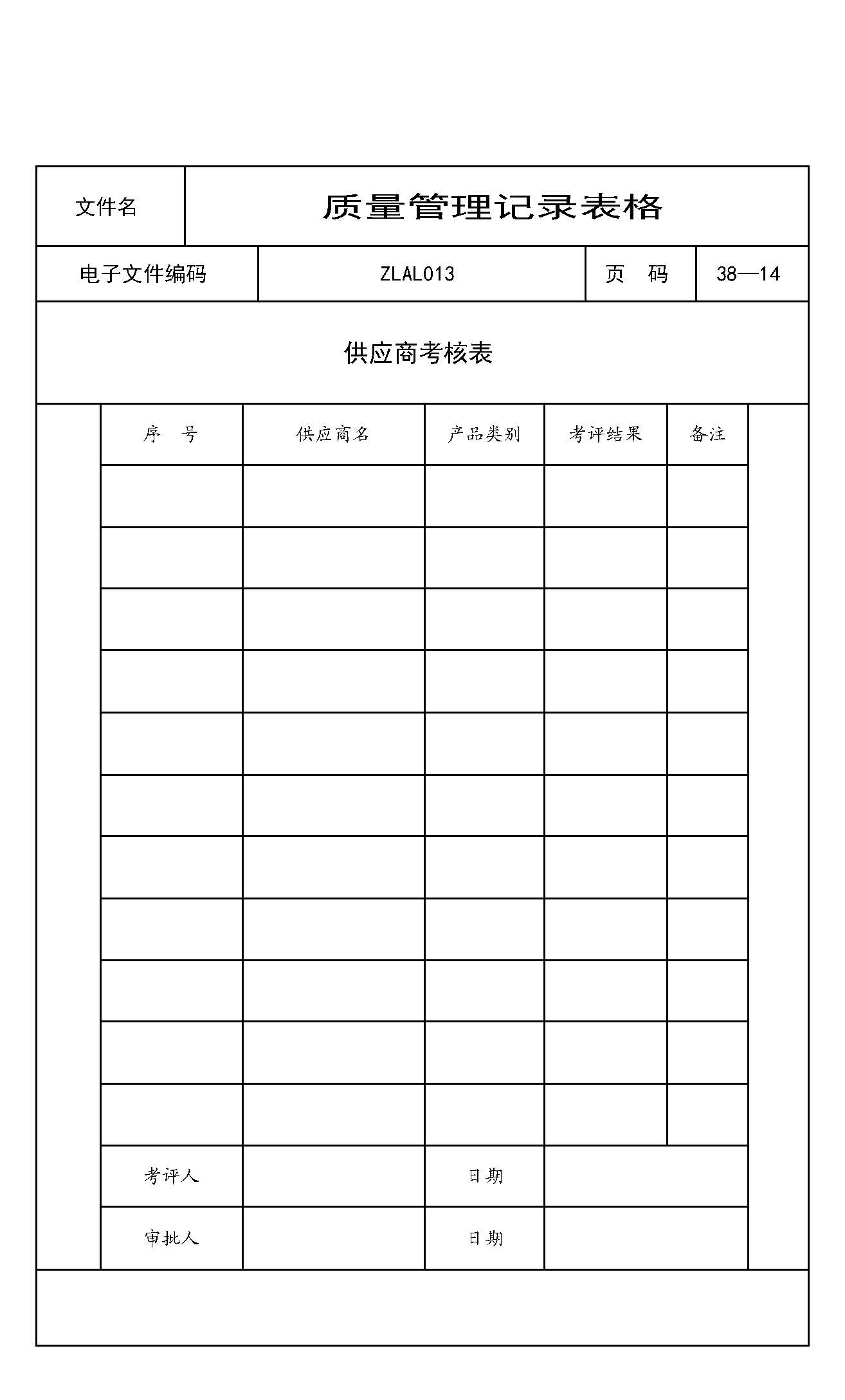 供应商考核表