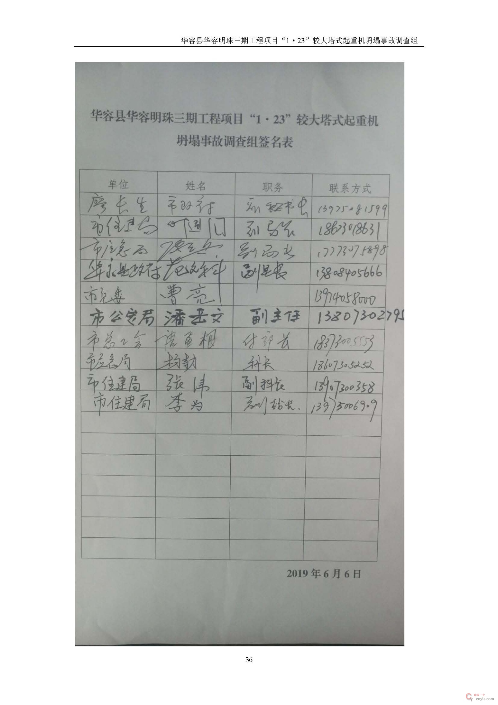 华容县华容明珠三期工程项目“1•23” 较大塔式起重机坍塌事故调查报告