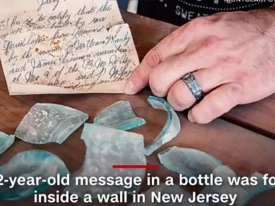 美国2名建筑工写信装瓶里塞进水泥墙，尘封112年被拆迁工发现