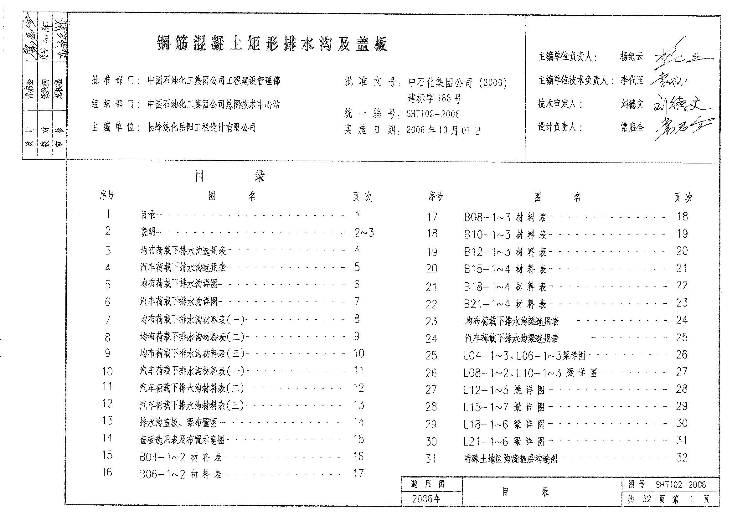 SHT102-2006 钢筋混凝土矩形排水沟及盖板