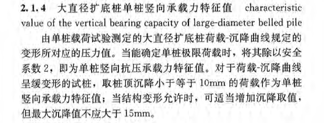 大直径扩底桩单桩竖向承载力特征值