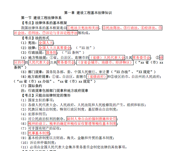 2020一建法规【HQ】考前-押题班-100个必背考点