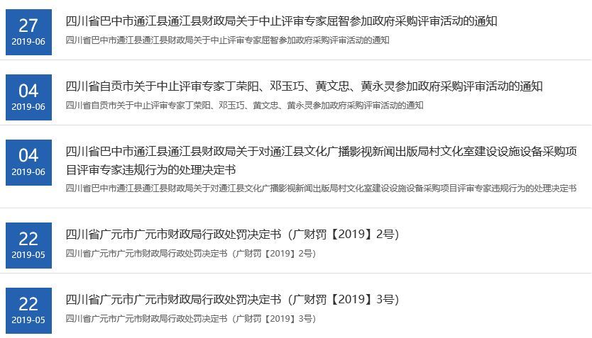 七个标段有5个被操控，5个评标专家的判决结果公布