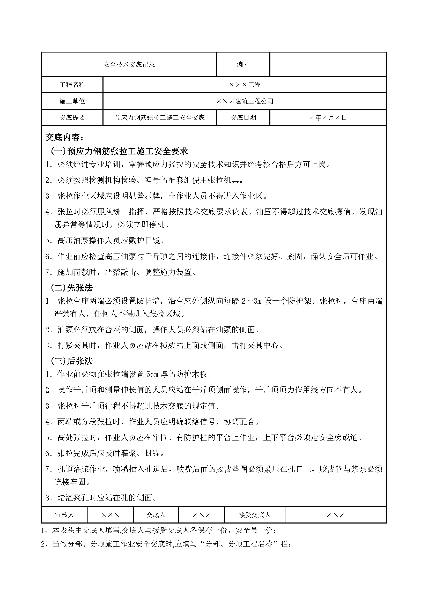 安全交底丨预应力钢筋张拉工施工安全交底