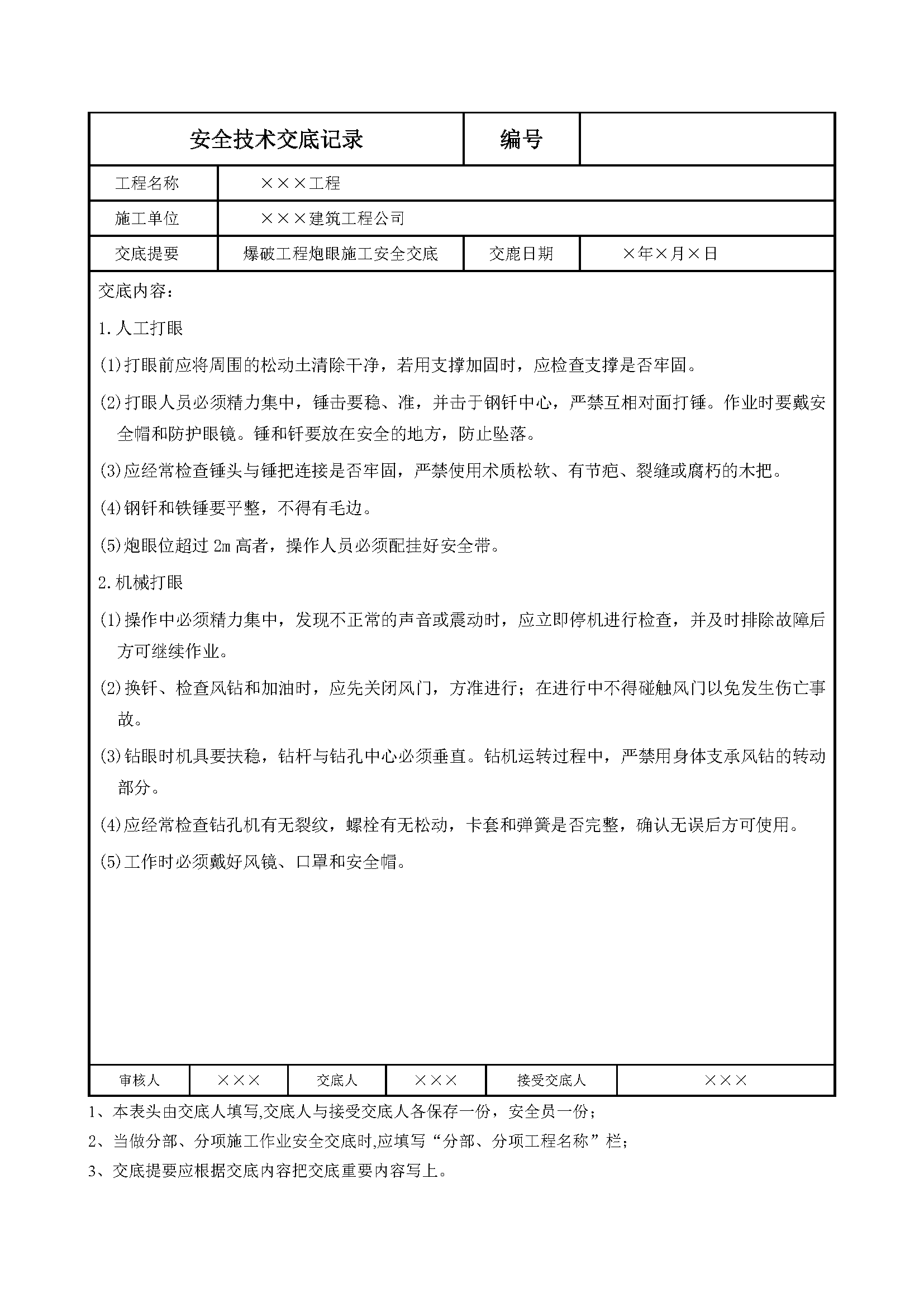 安全交底丨爆破工程炮眼施工安全交底