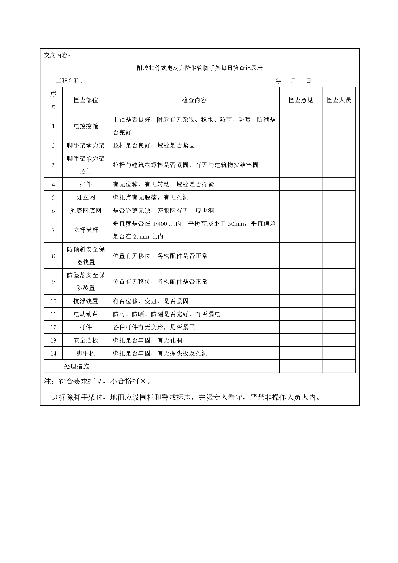 安全交底丨附墙升降脚手架安全交底