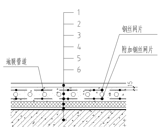 图3.2.1-2 设有地暖管道的楼面保温隔声系统基本构造