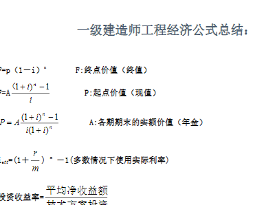 2021年一级建造师工程经济公式总结丨Word版可下载