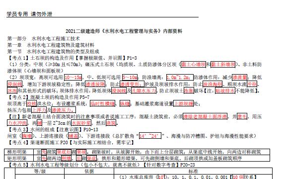 2021年环球-二建水利-考前10页纸