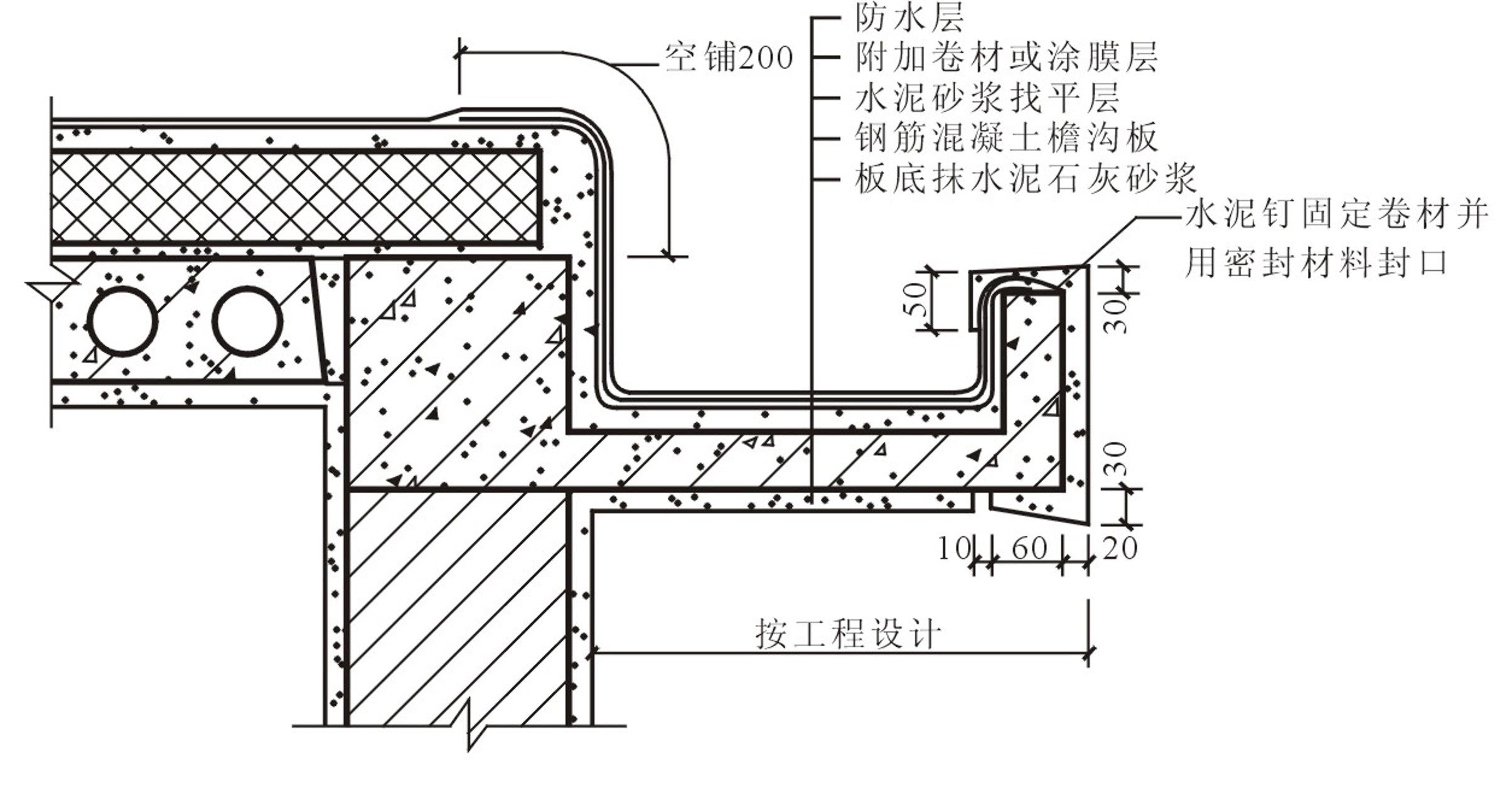 图15.14 挑檐沟檐口构造 