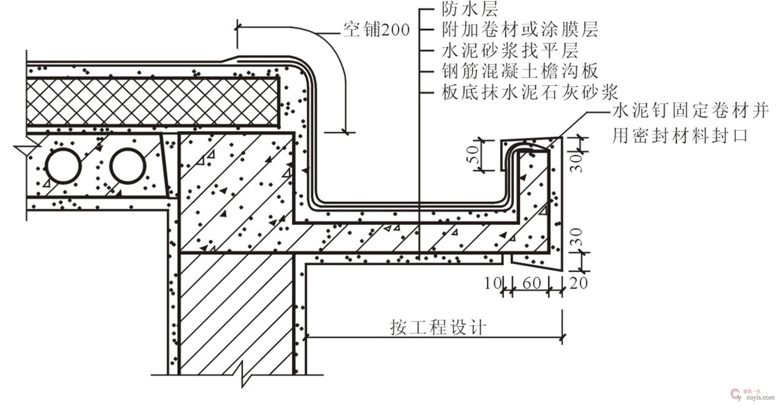 图15.14 挑檐沟檐口构造