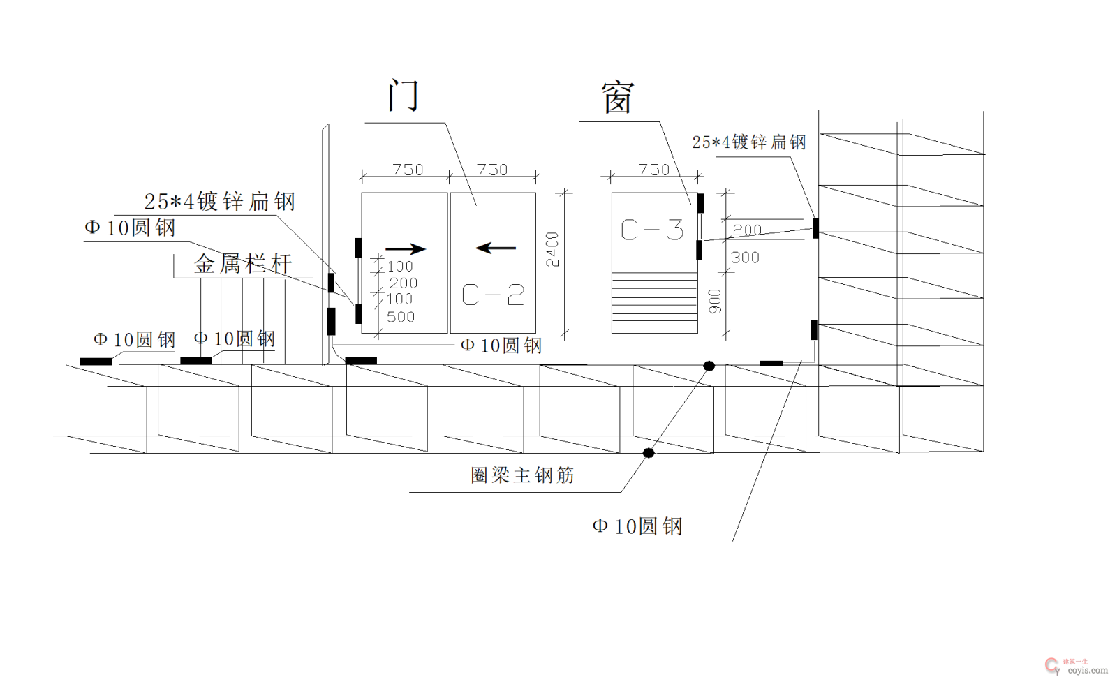 金属门窗等电位施工工艺二:
