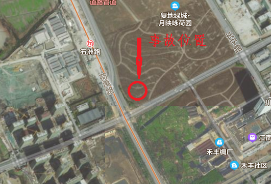 临平区余杭经济开发区地铁9号线一期工程（余杭段）道路恢复工程“10·2”一般坍塌事故调查报告 图1 事发地理位置图