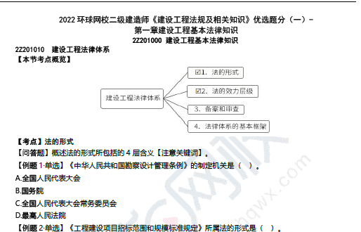 2022环球网校二级建造师《各科目》优选题分