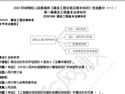 2022环球网校二级建造师《各科目》优选题分