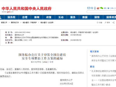 国务院办公厅关于印发《全国自建房安全专项整治工作方案》的通知丨国办发明电〔2022〕10号