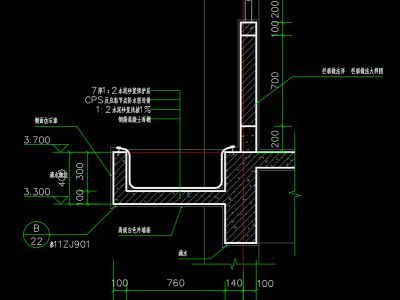 钢筋混凝土雨棚CAD大样图丨CAD做法