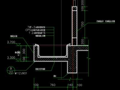 钢筋混凝土雨棚cad大样图丨cad做法
