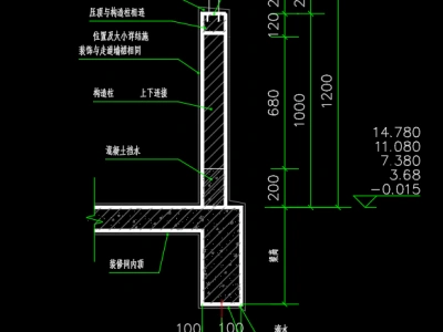 走廊(混凝土)栏板cad大样图丨cad做法