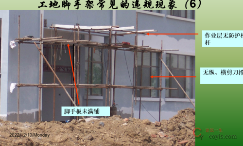工地脚手架常见的违规现象
