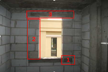 门窗洞口部位设置预制块、压顶、过梁