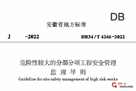 DB34/T 4246-2022 危险性较大的分部分项工程安全管理监理导则