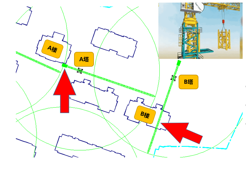 塔吊定位不考虑大臂朝向，不考虑方便后期降塔