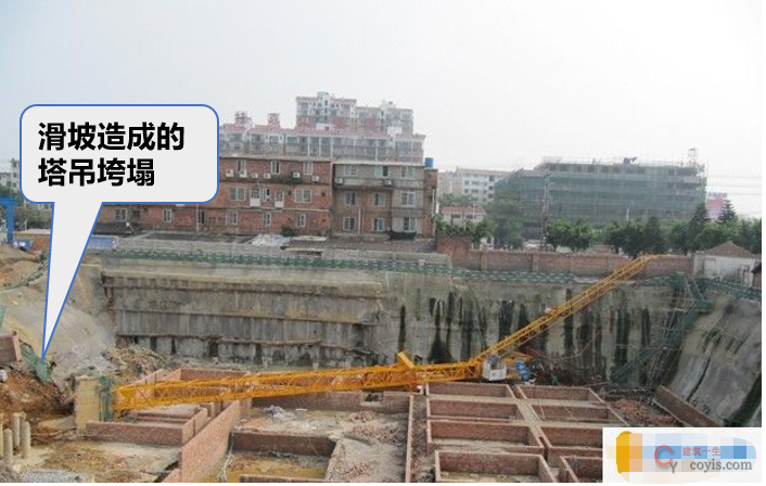 在基坑边坡坡顶位置立塔,但是不考虑塔吊与边坡之间的相互不利影响。