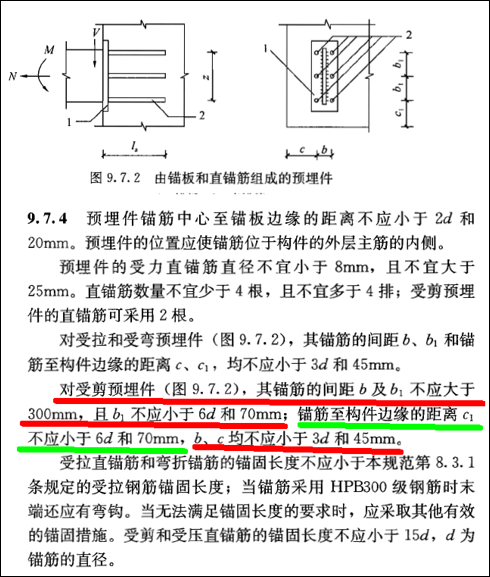 附着支座螺栓太贴近混凝土结构边缘，容易导致混凝土构件被撕裂