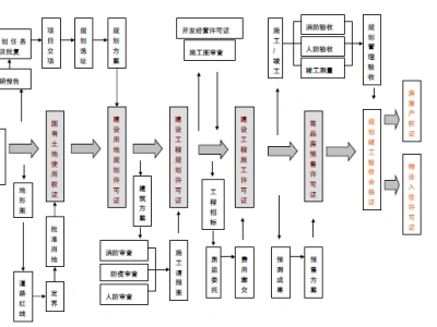 房地产开发项目建设报批报建流程图，两个版本可编辑