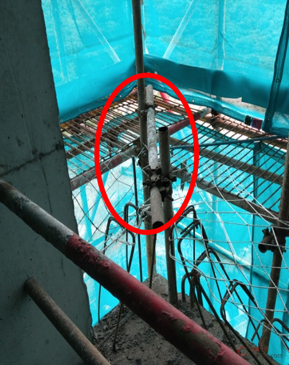 悬挑架连墙件仅连接内排杆,悬挑工字钢采用现场对接焊接长。