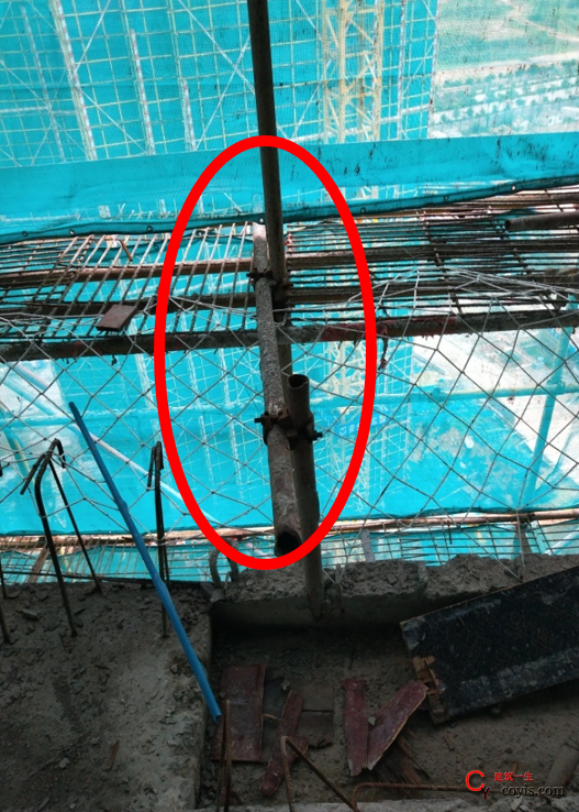 悬挑架连墙件仅连接内排杆，悬挑工字钢采用现场对接焊接长。