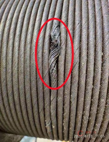 4.5.3 起升钢丝绳存在断丝、断股和压扁等缺陷