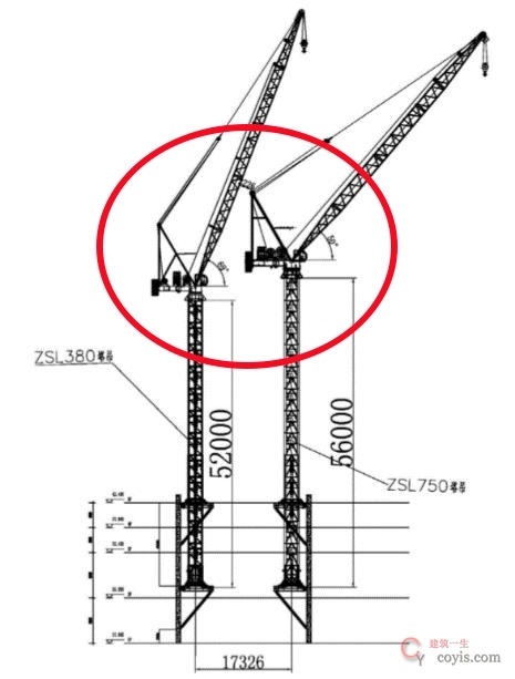 4.8.5 核心筒内塔机之间安全距离不符合要求
