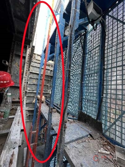 【隐患】架体悬臂高度大于6m,顶部未采取有效的刚性连接措施