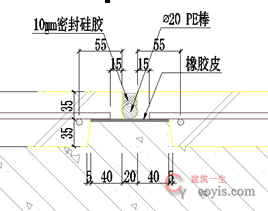 最后在PCF结构与PCF结构之间粘贴在橡胶皮,施工完成后再次进行密封胶施工。