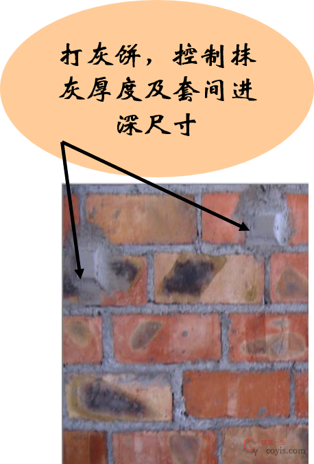 打灰饼,控制抹灰厚度及套间进深尺寸