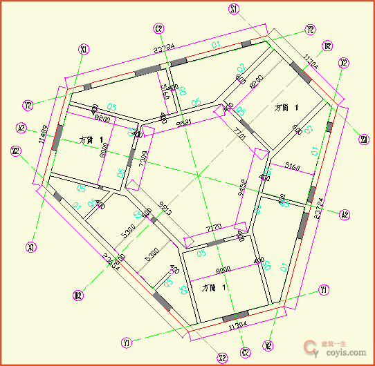广州西塔工程67层以下典型平面