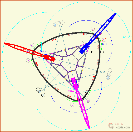 67层以下塔吊定位图